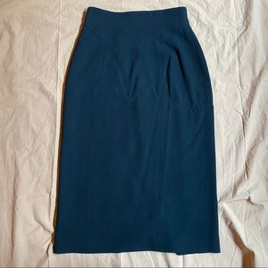 Holt Renfrew black wool midi skirt